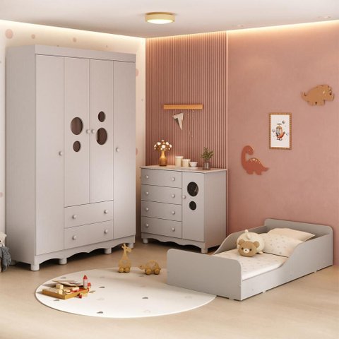Quarto Infantil Completo com Minicama Montessoriana e Colchão Incluso Suspiro Multimóveis MP4903