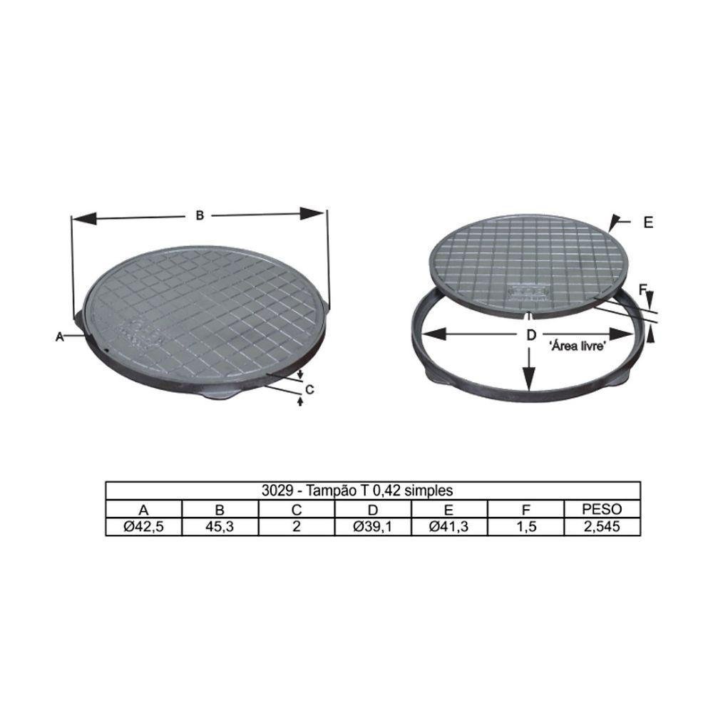 Tampa Tampão de Chão T042 em Alumínio Circular Simples 42cm - 3