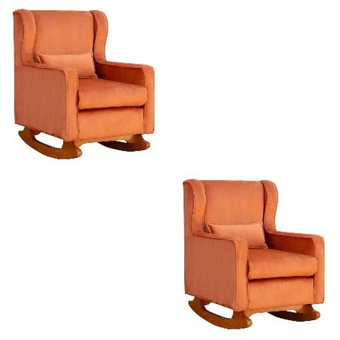 Kit 2 Poltrona Aurora Balanço Vovo Veludo Terracota - Fm