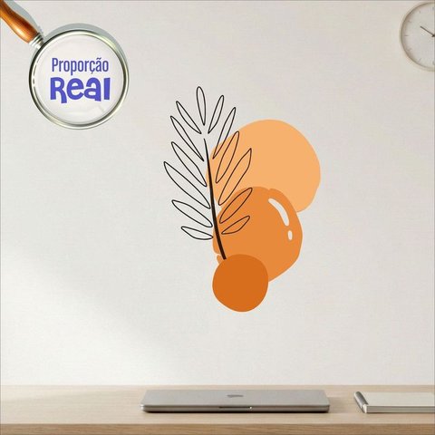 Adesivo Floral Boho Laranja Estilo Nórdico 55x80 Minimalista Mod.02
