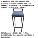 Ver imagem 5 de Banqueta Industrial Cozinha Bar Balcão Bistrô Quadro Estofado Metalon:preto