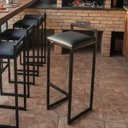 Ver imagem 6 de Banqueta Industrial Cozinha Bar Balcão Bistrô Quadro Estofado Metalon:preto