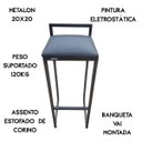 Ver imagem 4 de Banqueta Industrial Cozinha Bar Balcão Bistrô Quadro Estofado Metalon:preto