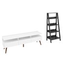 Ver imagem 2 de Rack para Tv até 65 Polegadas Madesa Londres e Estante Escada - Branco/preto