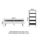 Ver imagem 3 de Rack para Tv até 65 Polegadas Madesa Londres e Estante Escada - Branco/preto