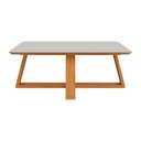 Ver imagem 4 de Mesa de Centro Sala de Estar 90cm x 60cm 100% MDF Dalla Costa Cor:Off White com Freijó