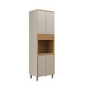 Ver imagem 1 de Torre Simples Mdf 2 Portas Solari Dobradiças Metálicas Pés em Plástico Jequitibá/gris Fosco G77 - Gr