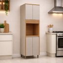 Ver imagem 3 de Torre Simples Mdf 2 Portas Solari Dobradiças Metálicas Pés em Plástico Jequitibá/gris Fosco G77 - Gr