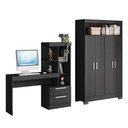 Ver imagem 1 de Conjunto Para Escritório 2 Peças com Mesa e Armário 4 portas Preto Tx Notável Móveis