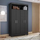 Ver imagem 3 de Conjunto Para Escritório 2 Peças com Mesa e Armário 4 portas Preto Tx Notável Móveis