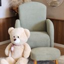 Ver imagem 2 de Poltrona Amamentação Organica - Organite com Puff Canoa Boucle Verde Sálvia - Larbelle Móveis