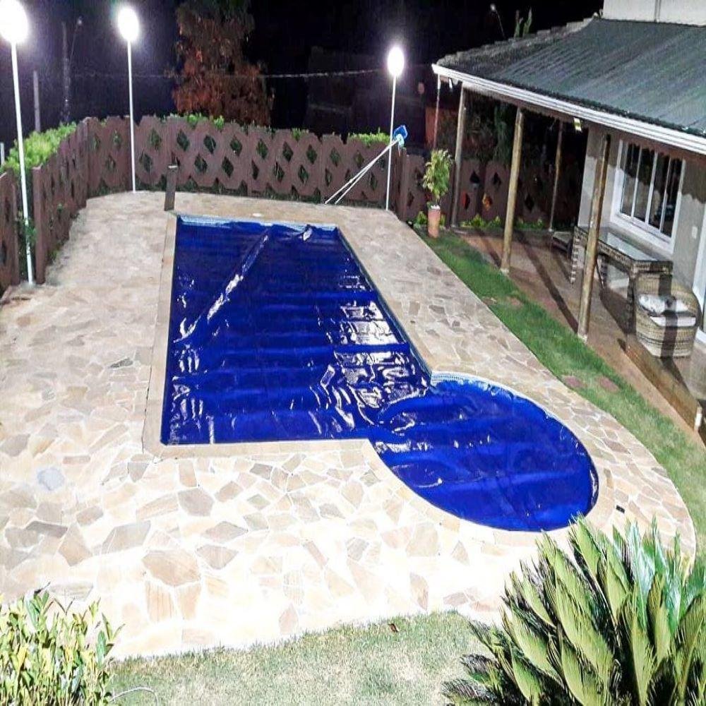 Capa Térmica Piscina 7x4 300 Micras Proteção Uv bLACK/BLUE - 4