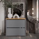 Ver imagem 2 de Sapateira Banco Organizadora 2 Portas Basculantes Hall de Entrada Closet Mel - Cinza com Freijó