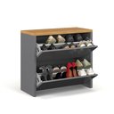 Ver imagem 4 de Sapateira Banco Organizadora 2 Portas Basculantes Hall de Entrada Closet Mel - Cinza com Freijó