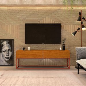 Rack para Sala Tv Eros Naturale Estilo Industrial:naturale/cobre