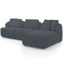 Ver imagem 6 de Sofá 3 Lugares com Chaise Direito Sala Living 248cm Arlo F04 Bouclê Grafite - Lyam Decor