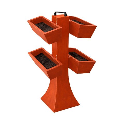 Kit 4 Vaso Planta Horta Grande Jardineira 50cm Floreira com Suporte Polietileno