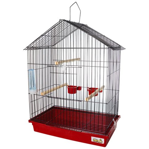 Gaiola para Calopsita Teto Aramado Black/vermelho Pet Piu Jel Plast