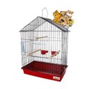 Ver imagem 2 de Gaiola para Calopsita Teto Aramado Black/vermelho Pet Piu Jel Plast