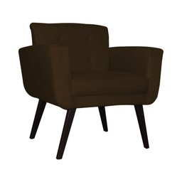 Poltrona Decorativa Geovana Couro Marrom Pés Madeira Mz Decor - 2
