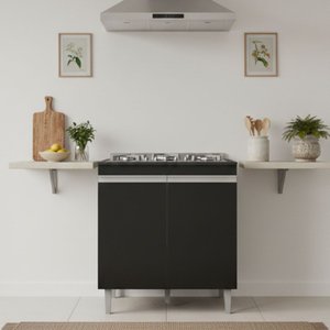 Balcão Cooktop 2 Portas 5 Bocas Andreia com Tampo Ajl Móveis:preto