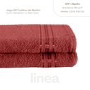 Ver imagem 4 de Kit 2 Toalhas de Banho 100% Algodão Linea:vermelho Tango