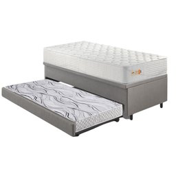 Bicama Box Baú Courino Linho 88x188 com Colchão Ecoline D33 Ecoflex - 11