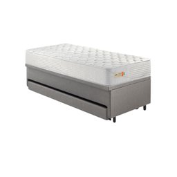 Bicama Box Baú Courino Linho 88x188 com Colchão Ecoline D33 Ecoflex - 3