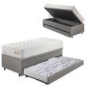 Ver imagem 1 de Bicama Box Baú Courino Linho 88x188 com Colchão Ecoline D33 Ecoflex