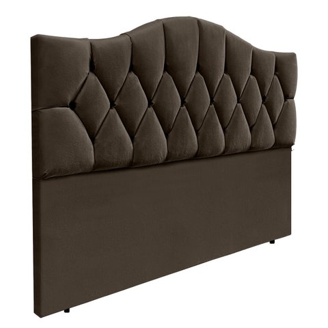 Cabeceira Cama Casal Botões Provençal Chocolate Suede com Pés 120cm Altura Rbl