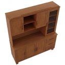 Ver mais imagens de Armário de Cozinha Rústico com Cristaleira 6 Portas 3 Gavetas Lorie F06 Castanho - Lyam Decor