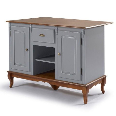 Bancada de Cozinha Ilha Hannover 2 Portas 1 Gaveta MDF 132cm Cinza