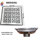 Ver imagem 2 de Ralo Quintal 20x20 Inox 304 Modelo Dubai Coletor Marrom Saída 75mm e 2 Telas Anti Insetos