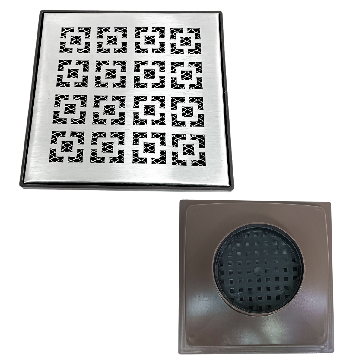 Ralo Quintal 20x20 Inox 304 Modelo Dubai Coletor Marrom Saída 75mm e 2 Telas Anti Insetos - 3