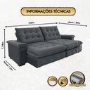 Ver imagem 7 de Sofá Coliseu 2.60m Retrátil e Reclinável Super Pillow - Chumbo