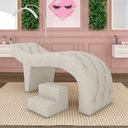 Ver imagem 2 de Maca de Estética para Massagem Cílios Fixa Lash Estofada com Escada Pu Bege G83 - Gran Belo Maca Par