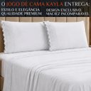 Ver imagem 2 de Conjunto Cama Casal Queen Size Kayla 04 Pç Bordado 300 Fios:Branco