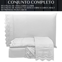 Ver imagem 5 de Conjunto Cama Casal Queen Size Kayla 04 Pç Bordado 300 Fios:Branco