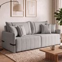 Ver imagem 1 de Sofá Cama Retrátil 160cm Essence D05 Linho Cinza/preto - Mpozenato