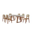 Ver imagem 1 de Conjunto Sala de Jantar Mesa Viena 160x90cm Tampo Retângular Vidro/MDF Off White com 6 Cadeiras Évor
