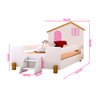 Cama Infantil Montessoriana Casinha Solteiro Com Escadinha Branco Rosa Belíssima Divaloto - 3