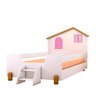 Cama Infantil Montessoriana Casinha Solteiro Com Escadinha Branco Rosa Belíssima Divaloto - 2