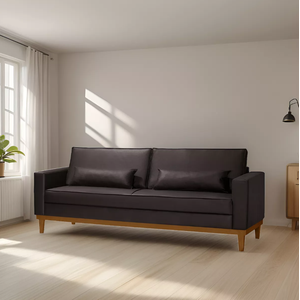 Sofá Living Valência 2,20mt - C/ Base Madeira - Corino Marrom