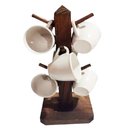 Ver imagem 1 de Suporte Rústico com 6 Xicaras de Café Acrílico Cristal - Branca