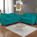 Ver imagem 1 de Kit 02 Poltronas Reforçada Clinica + Namoradeira Consultório Cor:Azul Turquesa
