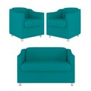 Ver imagem 2 de Kit 02 Poltronas Reforçada Clinica + Namoradeira Consultório Cor:Azul Turquesa