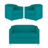 Kit 02 Poltronas Reforçada Clinica + Namoradeira Consultório Cor:Azul Turquesa - 2