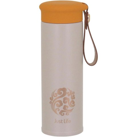 Just Life Garrafa Térmica 20x6x6cm 450ml Inox Bege Parede Dupla