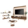 Estante Home Theater Nobre Off White Castanho e Aparador Infinity e Mesa de Centro Sky com Tampo de  - 1