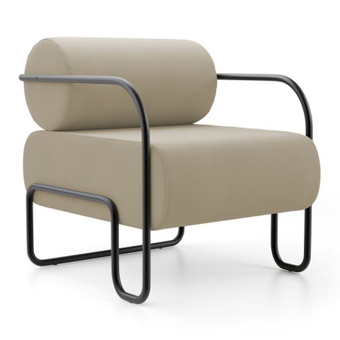 Poltrona Decorativa Orgânica Living Miska Veludo Bege - Desk Design